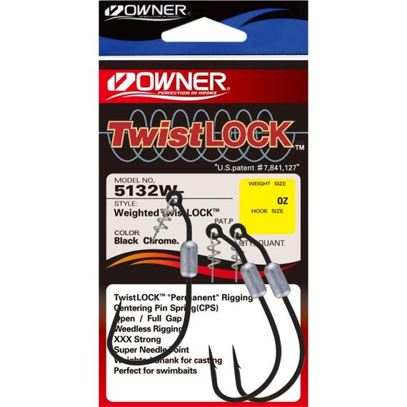 Крючок OWNER Weighted Twist Lock BC №3/0 3шт, фото 