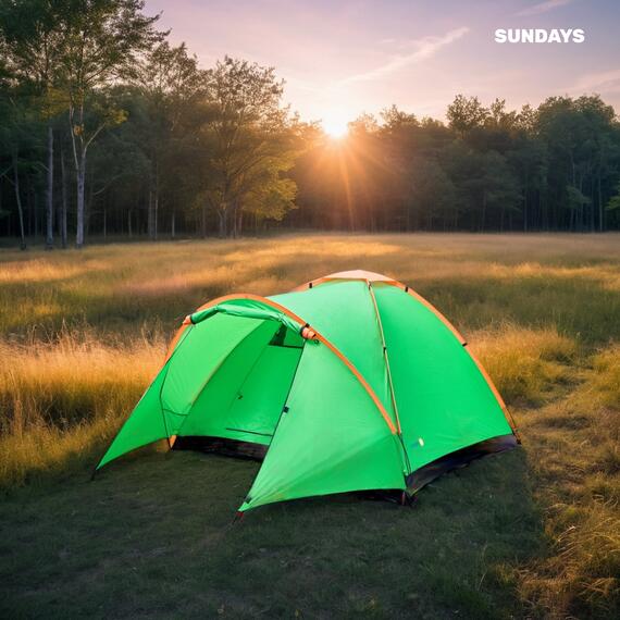 Палатка Sundays Camp 4 ZC-TT042-4 (зеленый/оранжевый), фото , изображение 5