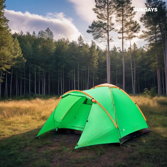 Палатка Sundays Camp 4 ZC-TT042-4 (зеленый/оранжевый), фото , изображение 8