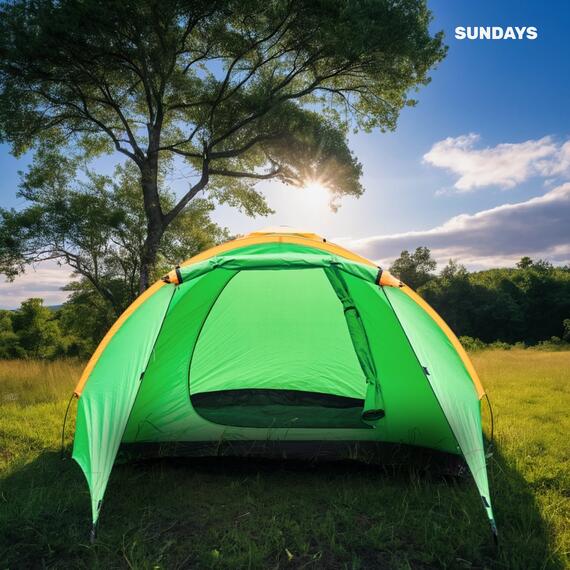 Палатка Sundays Camp 4 ZC-TT042-4 (зеленый/оранжевый), фото , изображение 6