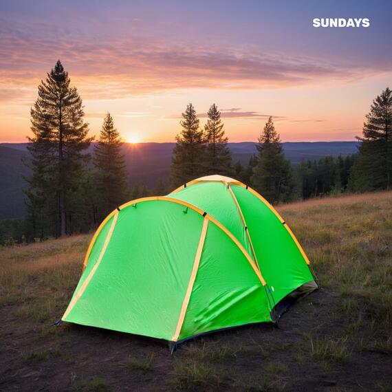 Палатка Sundays Camp 4 ZC-TT042-4 (зеленый/оранжевый), фото , изображение 7