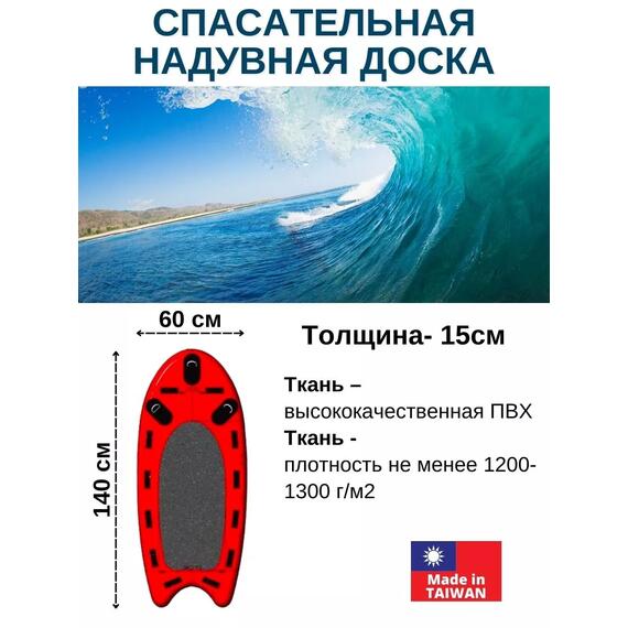Спасательная надувная доска 140х60х15, фото , изображение 2