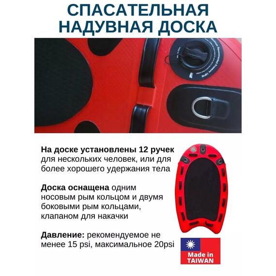 Спасательная надувная доска 140х60х15, фото , изображение 3