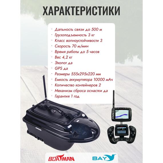 Прикормочный кораблик Boatman Actor Plus Pro Black, фото , изображение 10
