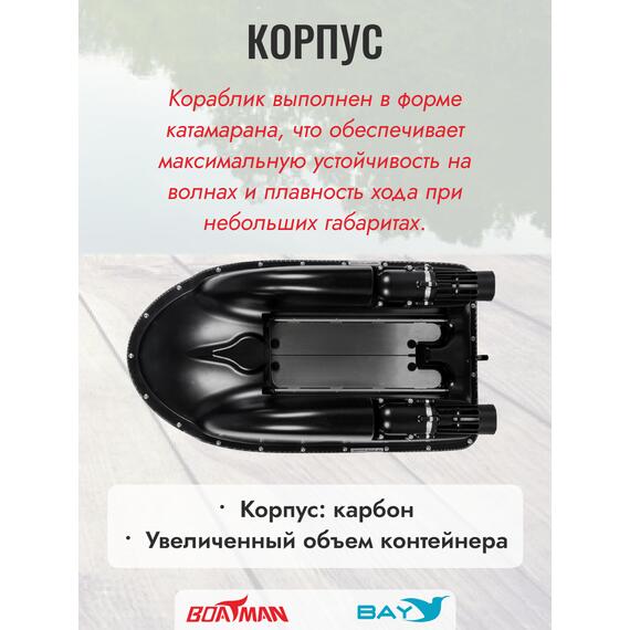 Прикормочный кораблик Boatman Actor Plus Sonar Carbon, фото , изображение 2