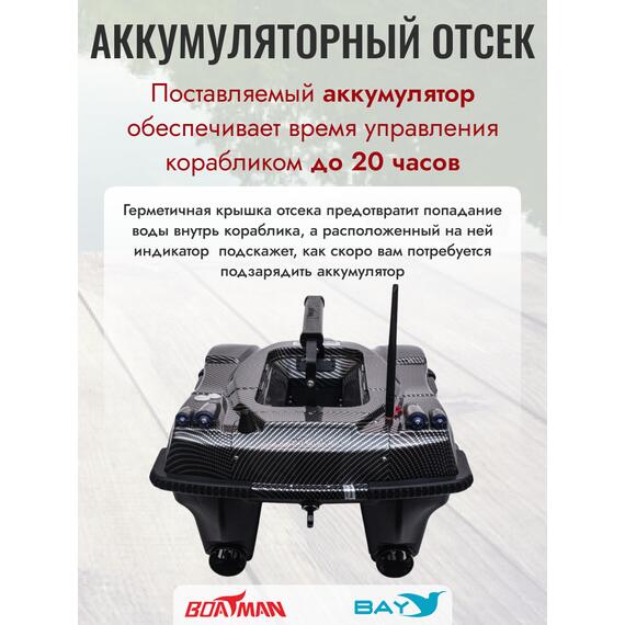 Прикормочный кораблик Boatman Leader Pro Carbon, фото , изображение 5