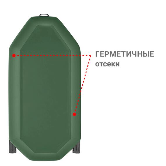 Надувная лодка Фрегат М-2 (260 см) Оптима Лайт Зеленый, фото , изображение 3
