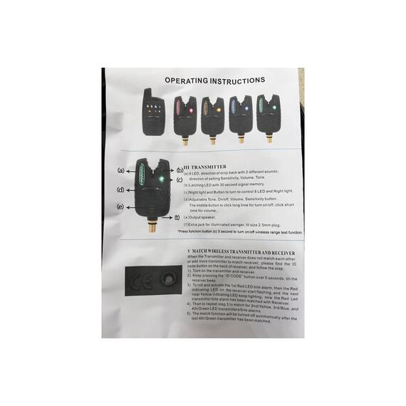 Набор сигнализаторов поклевки с пейджером Bison JY-37-4 (4+1), Цвет: черный, Комплектация: 4 сигнализатора+1 рация, фото , изображение 5