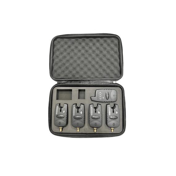 Набор сигнализаторов поклевки с пейджером Bison JY-37-4 (4+1), Цвет: черный, Комплектация: 4 сигнализатора+1 рация, фото 