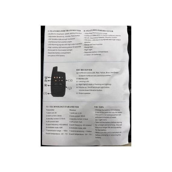 Набор сигнализаторов поклевки с пейджером Bison JY-37-3 (3+1), Цвет: черный, Комплектация: 3 сигнализатора+1 рация, фото , изображение 4