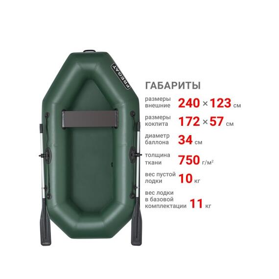 Надувная лодка Фрегат М-11 Оптима Лайт (240 см) Зеленый, фото , изображение 2