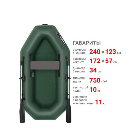 Надувная лодка Фрегат М-11 Оптима (240 см) Зеленый, фото , изображение 2