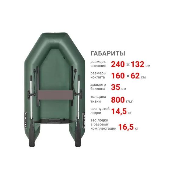 Надувная лодка Фрегат 240 Е Зеленый, фото , изображение 2