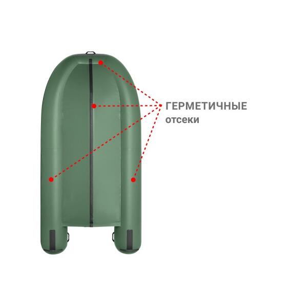 Надувная лодка Фрегат 390 F (Ф), с фальшбортом Зеленый, фото , изображение 3