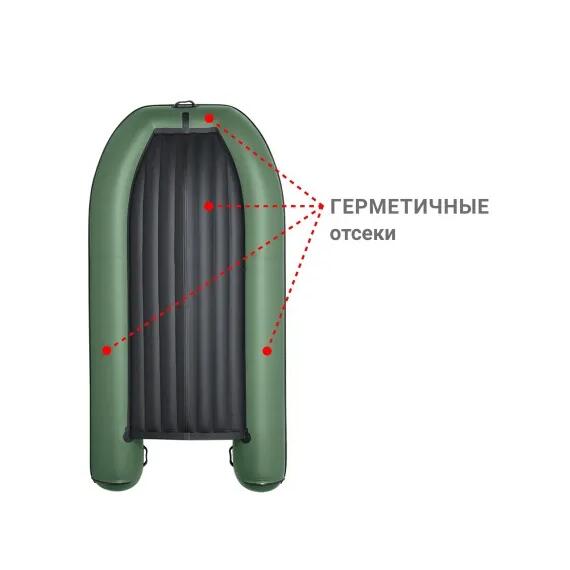 Надувная лодка Фрегат 350 Air (НДНД) Зеленый, фото , изображение 3