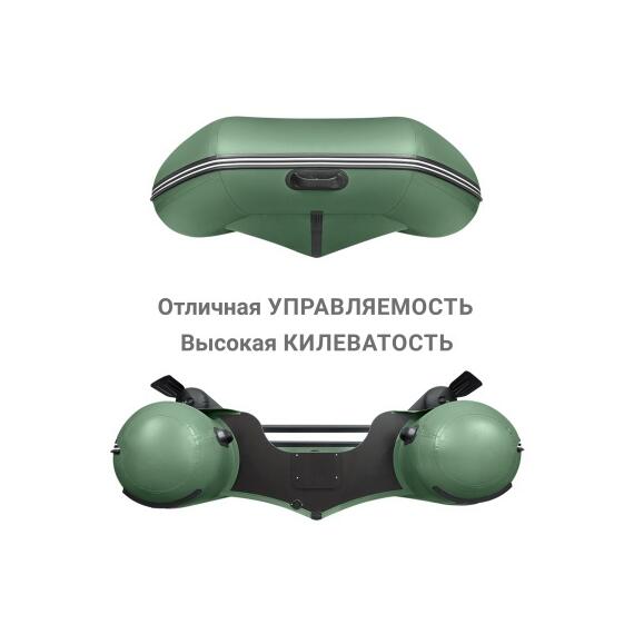 Надувная лодка Фрегат 390 F (Ф), с фальшбортом Зеленый, фото , изображение 4