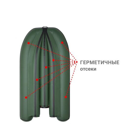 Надувная лодка Фрегат 350 Fm Light (ФМ Лайт) Зеленый, фото , изображение 3