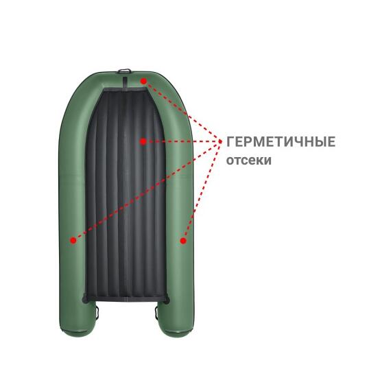 Надувная лодка Фрегат 350 Air F (НДНД), с фальшбортом Зеленый, фото , изображение 3