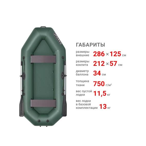 Надувная лодка Фрегат М-3 Оптима Лайт (280 см) Зеленый, фото , изображение 2