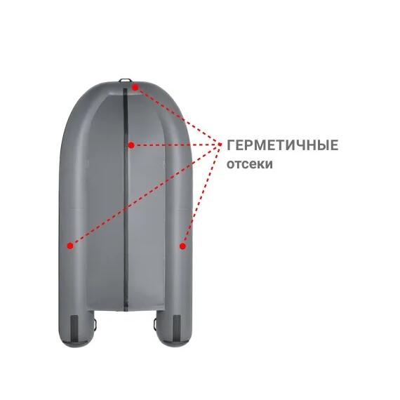 Надувная лодка Фрегат 390 F (Ф), с фальшбортом Серый, фото , изображение 3