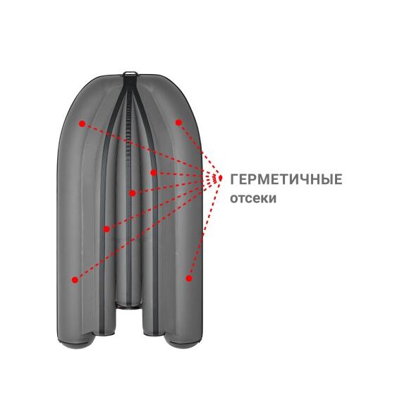 Надувная лодка Фрегат 370 FM Light (ФМ Лайт) Серый, фото , изображение 3