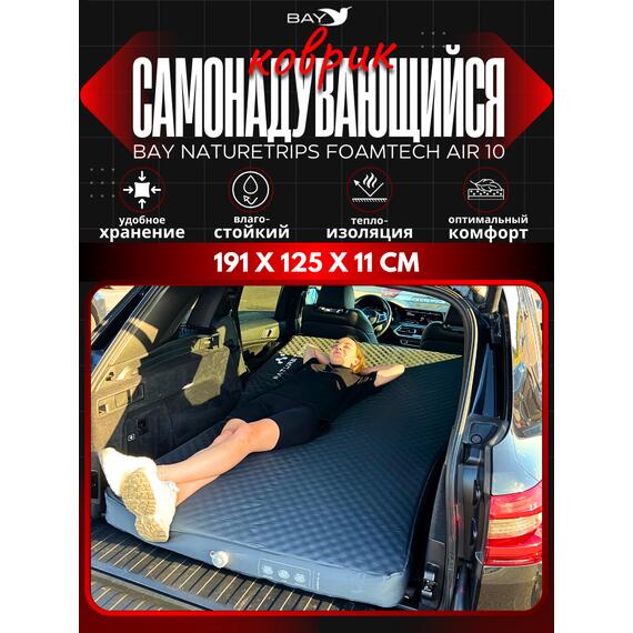 Самонадувающийся коврик Bay NatureTrips FoamTech Air 10 (авто) 191x125x11 см, фото 