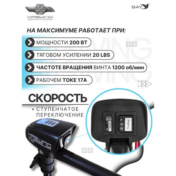 Электромотор лодочный Haswing W-20, фото , изображение 3