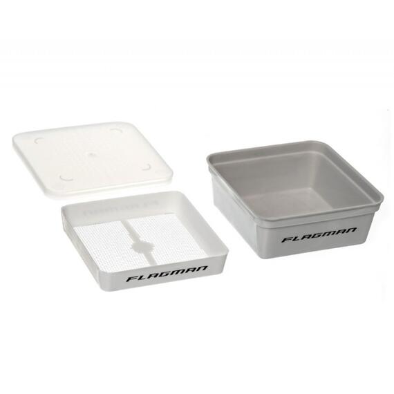 Коробка для наживки+сито+кришка (135x135x55 мм) GREY BOX+COVER+RIDDLE, фото , изображение 3