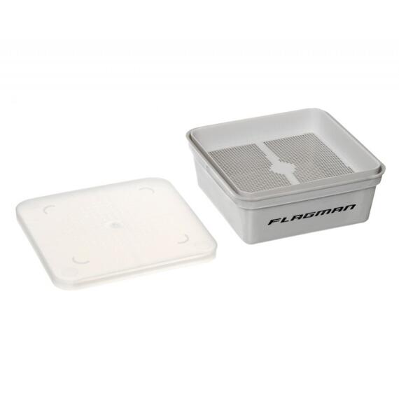 Коробка для наживки+сито+кришка (135x135x55 мм) GREY BOX+COVER+RIDDLE, фото , изображение 2