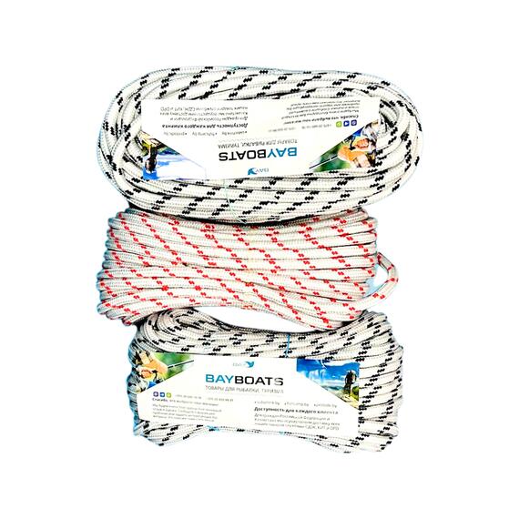 Шнур плетеный BAY (веревка) полипропиленовый 8мм х 20м красный, фото , изображение 6