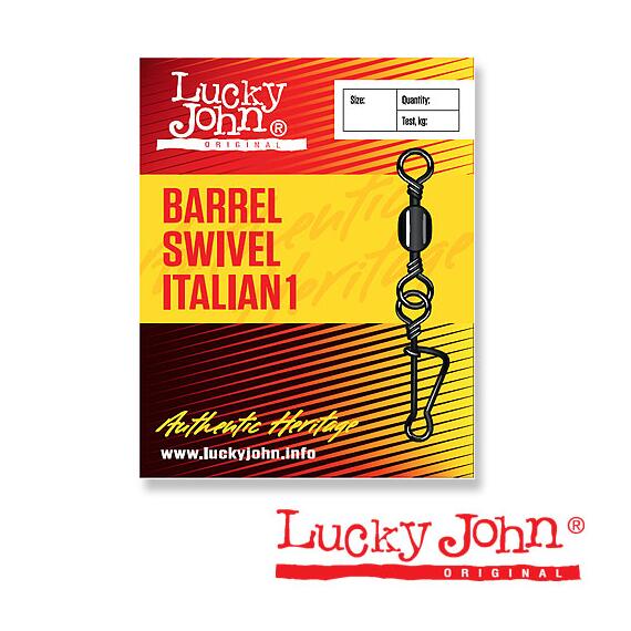 Вертлюги c застежкой Lucky John BARREL SWIVEL ITALIAN1 012 10шт., Размер: 012, фото 