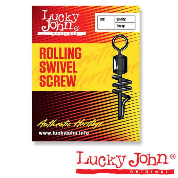 Вертлюги c застежкой Lucky John ROLLING SWIVEL SCREW 012 10шт., Размер: 012, фото 