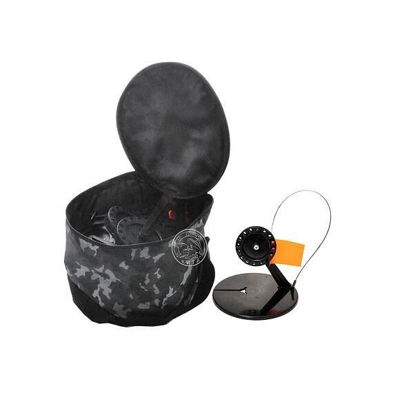 Набор жерлиц ТРИ КИТА оснащенная в сумке с угл. стойкой с кат. цв.черный d.85 (10шт), фото , изображение 2