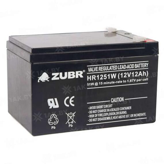 Аккумулятор ZUBR HR 1251 W (12V, 12Ah), фото , изображение 6