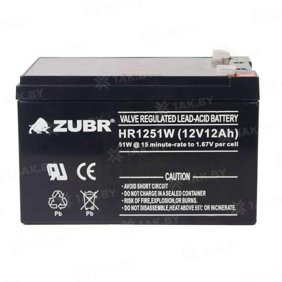 Аккумулятор ZUBR HR 1251 W (12V, 12Ah), фото , изображение 7