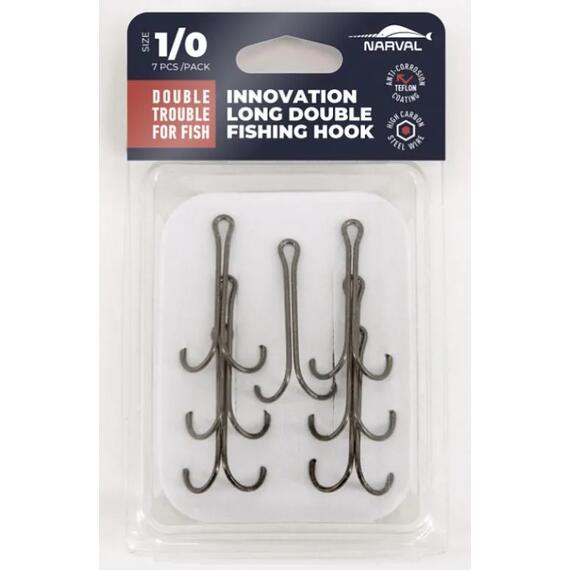 Двойные крючки Narval Fishing Long Double Trouble, Teflon Coating #1/0, фото , изображение 2