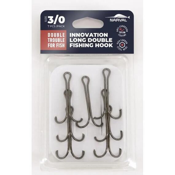 Двойные крючки Narval Fishing Long Double Trouble, Teflon Coating #3/0, фото , изображение 2