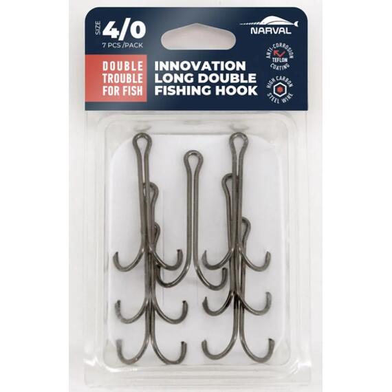 Двойные крючки Narval Fishing Long Double Trouble, Teflon Coating #4/0, фото , изображение 2