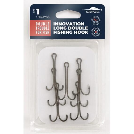 Двойные крючки Narval Fishing Long Double Trouble, Teflon Coating #1, фото , изображение 2