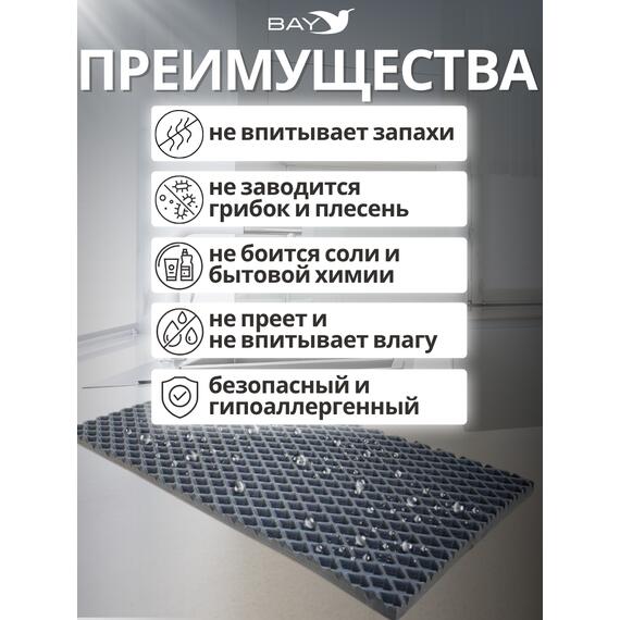 Коврик EVA под миску для животных 60x40 см графит, фото , изображение 2