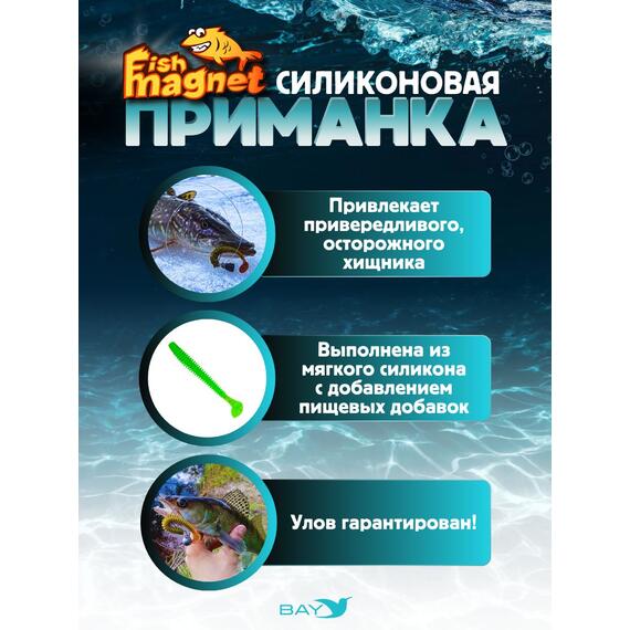 Силиконовая приманка Fish Magnet CHOPPY 3.5, съедобная, 88.9 мм, цвет 125, 6 шт для хищной рыбы, Цвет: 125, Вес: 0.4 г, фото , изображение 2