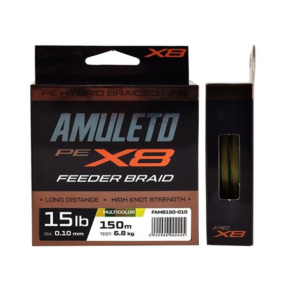 Шнур F-FISHING Amuleto Braid PE X8 Feeder 150м Multicolor 0,10мм 6,8кг/15lb, Цвет: MultiColor, Размотка: 150 м, фото , изображение 3