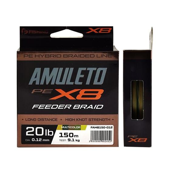 Шнур F-FISHING Amuleto Braid PE X8 Feeder 150м Multicolor 0,12мм 9,1кг/20lb, фото , изображение 3