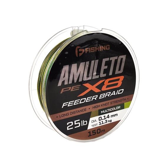 Шнур F-FISHING Amuleto Braid PE X8 Feeder 150м Multicolor 0,14мм 11,3кг/25lb, фото 