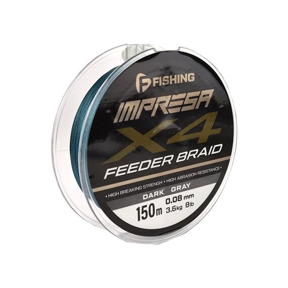 Шнур F-FISHING Impresa Braid PE X4 Feeder 150м Dark Grey 0,08мм 3,6кг/8lb, Цвет: dark grey, Размотка: 150 м, фото 