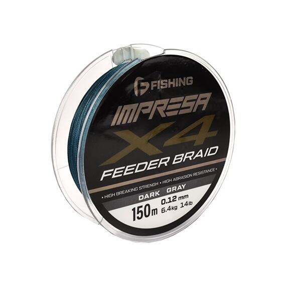 Шнур F-FISHING Impresa Braid PE X4 Feeder 150м Dark Grey 0,12мм 6,4кг/14lb, фото 