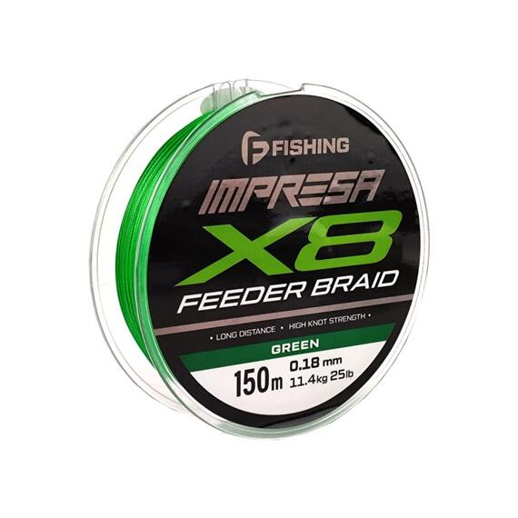 Шнур F-FISHING Impresa Braid PE X8 Feeder 150м Green 0,18мм 11,4кг/25lb, фото 