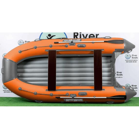 Надувная лодка RiverBoats RB 410 НДНД (серо-оранжевый), Цвет: серо-оранжевый, Материал: баллоны 1100 гр/м2; дно 1300 гр/м2, фото 