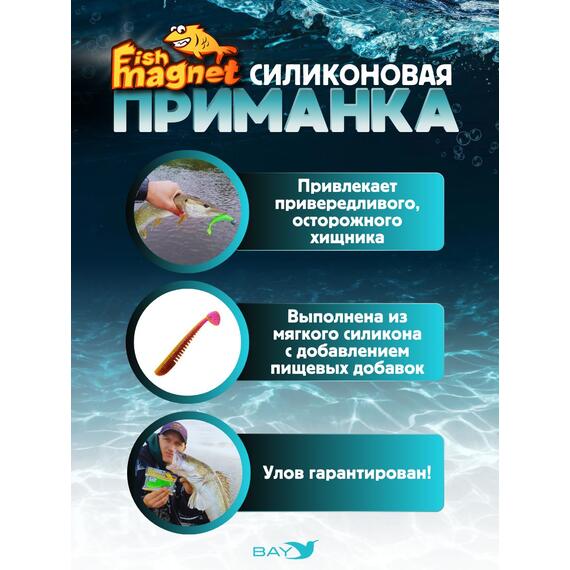 Силиконовая приманка мягкая съедобная Fish Magnet Alpha 3.5" (88,9 мм), цвет 003, 6 шт на рыбалку для щуки и судака, Цвет: 003, Вес: 4.1 г, фото , изображение 2
