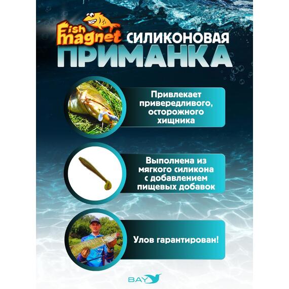 Силиконовая приманка Fish Magnet CHOPPY FAT 2.8", съедобная, 71.1 мм, цвет 123, 8 шт для хищной рыбы, Цвет: 123, Вес: 0.4 г, фото , изображение 2